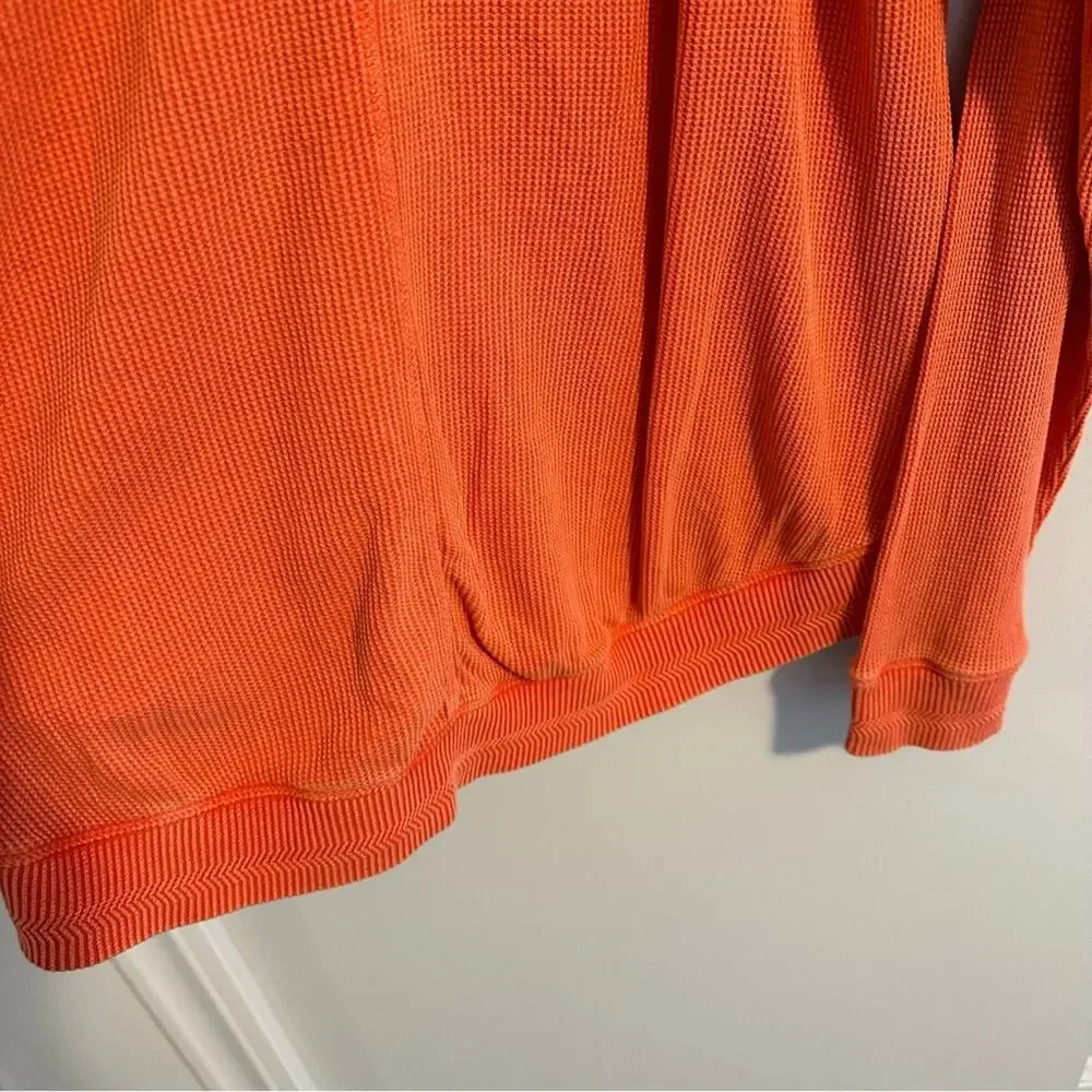 Soft Surroundings Pink Coral Textured Space Dye Cotton Waffle Long Sleeve Medium